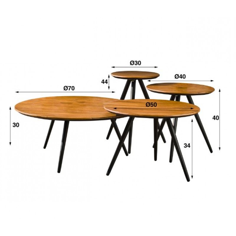 ZI Teca Coffee Table Round Black